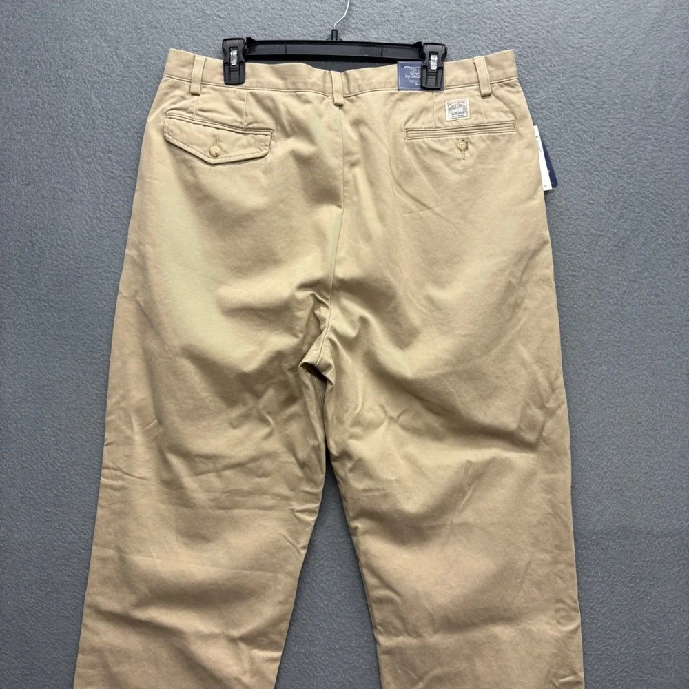 Polo Ralph Lauren Whitman Chino Khaki Pleated Relaxed Fit Mens Pants 36x32 NEW